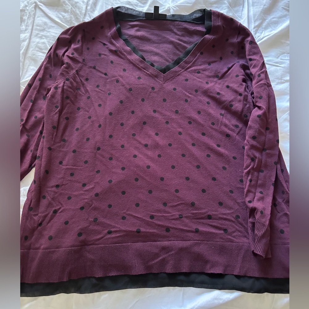 Lane Bryant. Purple polka dot sweater.